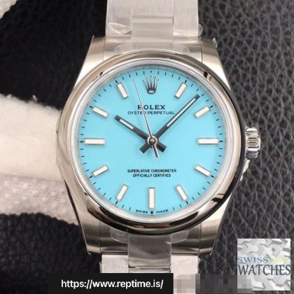 ROLEX OYSTER PERPETUAL BLUE DIAL SCRATCH PROOF 31MM SWISS REPLICA m277200.0007