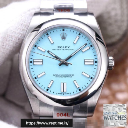 ROLEX OYSTER PERPETUAL BLUE DIAL SCRATCH PROOF 41MM SWISS REPLICA m124300.0006