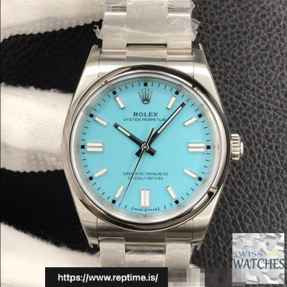 ROLEX OYSTER PERPETUAL BLUE DIAL STAINLESS STEEL 36MM SWISS REPLICA m126000.0006