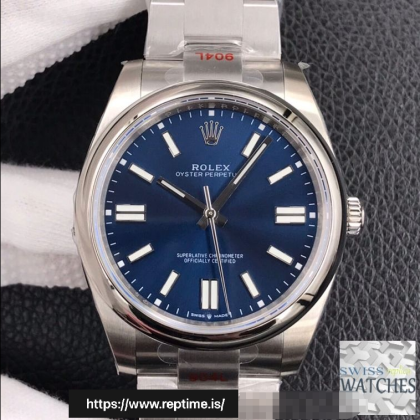 ROLEX OYSTER PERPETUAL BLUE DIAL STAINLESS STEEL 41MM SWISS REPLICA m124300.0003