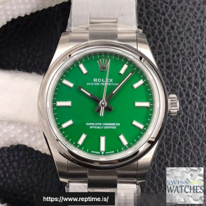 ROLEX OYSTER PERPETUAL GREEN DIAL SCRATCH PROOF 31MM SWISS REPLICA m277200.0006