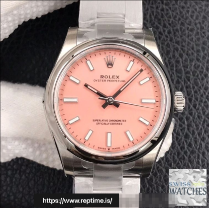 ROLEX OYSTER PERPETUAL PINK DIAL STAINLESS STEEL 31MM SWISS REPLICA m277200.0004