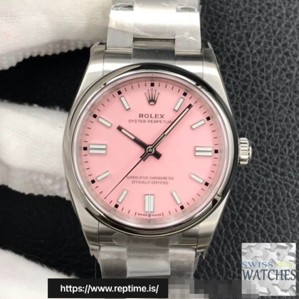 ROLEX OYSTER PERPETUAL PINK DIAL STAINLESS STEEL 36MM SWISS REPLICA m126000.0008
