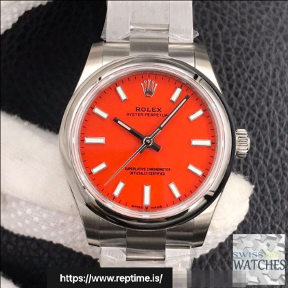 ROLEX OYSTER PERPETUAL RED DIAL SCRATCH PROOF 31MM SWISS REPLICA m277200.0008