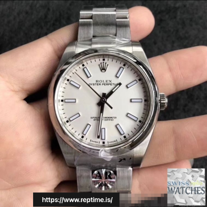 ROLEX OYSTER PERPETUAL WHITE DIAL SCRATCH PROOF 39MM SWISS REPLICA 114300.11