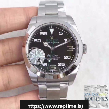 ROLEX AIR KING BLACK DIAL STAINLESS STEEL 40MM SWISS REPLICA 116900