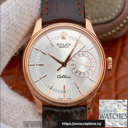 ROLEX CELINI SILVER DIAL ROSE GOLD 39MM SWISS REPLICA M50515-0008