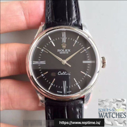 ROLEX CELLINI BLACK DIAL STAINLESS STEEL 39MM SWISS REPLICA 50509.1