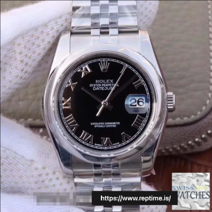 ROLEX DATEJUST BLACK DIAL SCRATCH PROOF 36MM SWISS REPLICA 116234.24