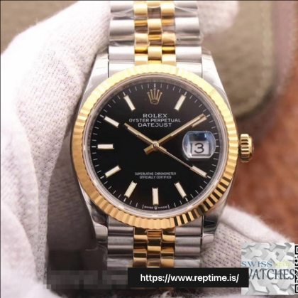 ROLEX DATEJUST BLACK DIAL SCRATCH PROOF 36MM SWISS REPLICA 126233.2