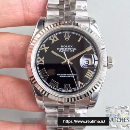 ROLEX DATEJUST BLACK DIAL SCRATCH PROOF 41MM SWISS REPLICA 116334.15