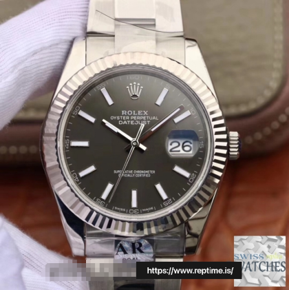 ROLEX DATEJUST BLACK DIAL STAINLESS STEEL 41MM SWISS REPLICA 126334.11