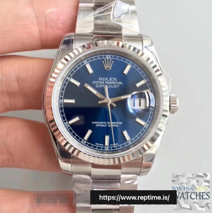 ROLEX DATEJUST BLUE DIAL SCRATCH PROOF 36MM SWISS REPLICA 116234.8
