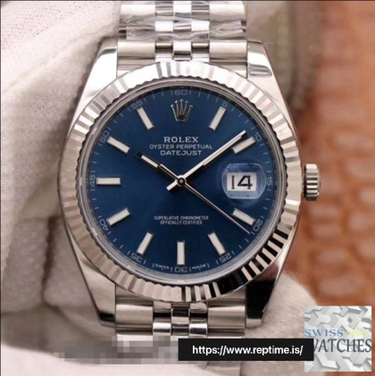 ROLEX DATEJUST BLUE DIAL STAINLESS STEEL 41MM SWISS REPLICA 126334.12