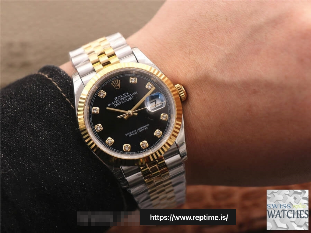 ROLEX DATEJUST BLACK DIAL 18K YELLOW GOLD 36MM SWISS REPLICA m126233.0021 - Image 10
