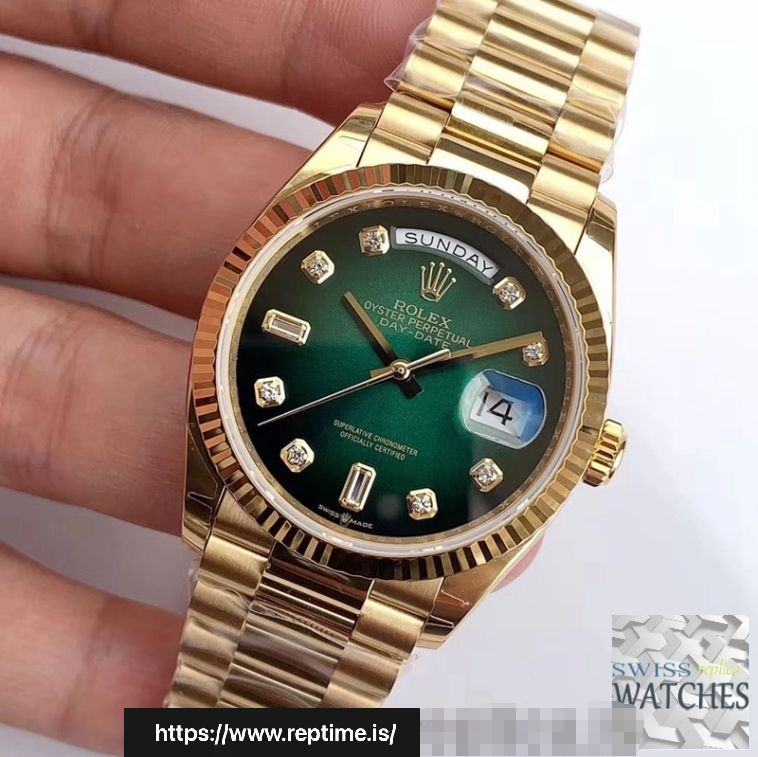 ROLEX DAY DATE GREEN DIAL 18K YELLOW GOLD 36MM SWISS REPLICA m128238.0069 - Image 2