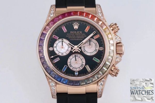 ROLEX DAYTONA BLACK DIAL WATERPROOF 40MM SWISS REPLICA 116595rbow.1 - Image 2