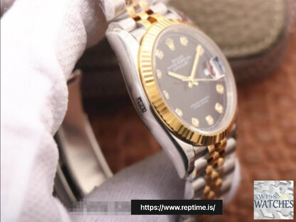 ROLEX DATEJUST BLACK DIAL 18K YELLOW GOLD 36MM SWISS REPLICA m126233.0021 - Image 6