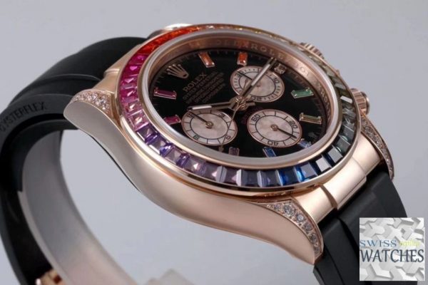 ROLEX DAYTONA BLACK DIAL WATERPROOF 40MM SWISS REPLICA 116595rbow.1 - Image 6
