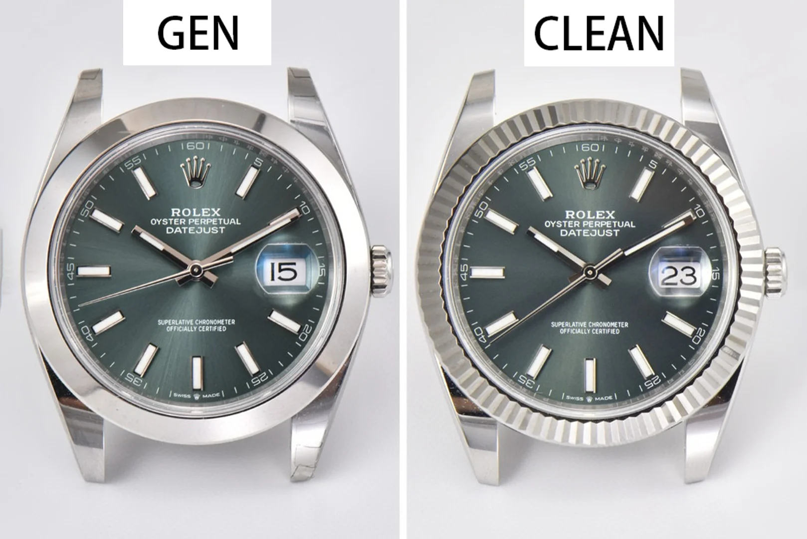 Comparative Analysis: Clean Factory vs. Genuine Rolex DateJust 126334 in Key Design Elements